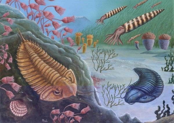 Desenho de mar do período Paleozoico