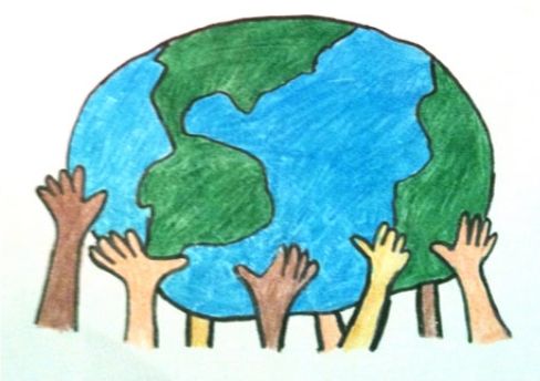 Ilustração: mãos seguram o planeta Terra
