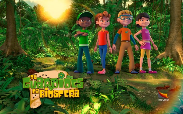 Junte-se aos nossos heróis Rafa, Bia, Alê e Lisa para uma aventura e tanto! (Imagem: Guardiões da biosfera)