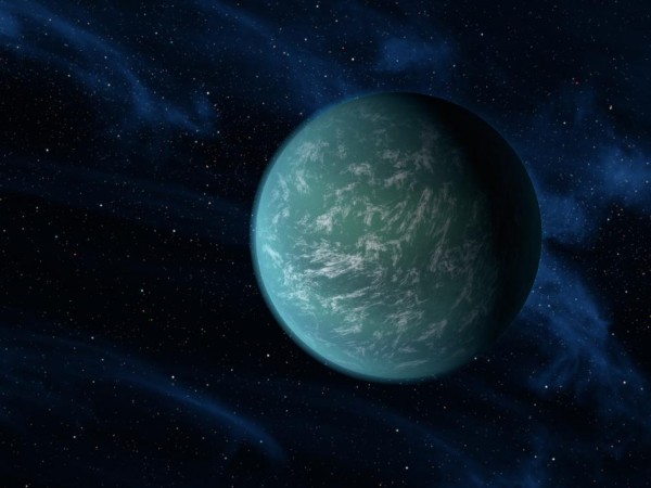 O Planeta Kepler 22-b talvez possua um denso oceano e foi o primeiro a ser descoberto na zona habitável, ou seja, a área ao redor de uma estrela em que não é nem muito quente nem muito fria para impossibilitar a existência de vida (Imagem: Nasa)