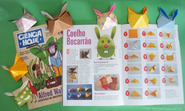 Tereza já colaborou algumas vezes com a Ciência Hoje das Crianças, juntando, é claro, ilustração e origami (foto: reprodução)