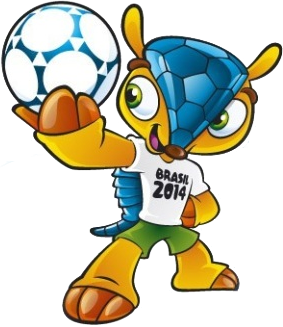 Desde 1966, cada Copa do Mundo de Futebol tem seu mascote – palavra originária do francês <i>mascotte</i>, que por sua vez vem de <i>mascoto</i> (“amuleto da sorte”), um termo de uma antiga língua hoje pouco falada, chamada provençal. Para a edição de 2014, foi escolhido como mascote o tatu-bola Fuleco, cujo nome é uma mistura de “futebol” e “ecologia”. (ilustração: FIFA)