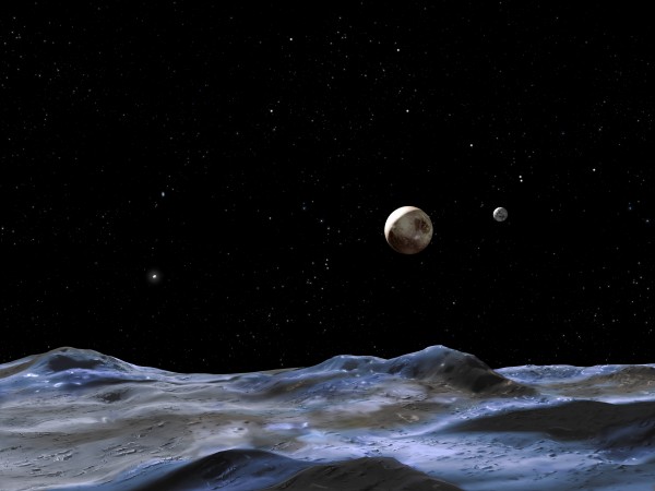 Plutão e seu satélite Caronte ainda são pouco estudados pelos astrônomos. (foto: NASA, ESA and G. Bacon – STScl)