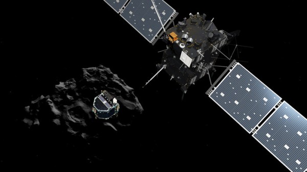 A missão Rosetta está estudando o cometa Churyumov-Gerasimenko e uma das suas primeiras descobertas foi o cheiro desse corpo celeste! (imagem: ESA / ATG medialab)
