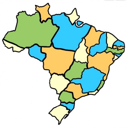 Usando apenas quatro cores, é possível pintar um mapa do Brasil sem que dois estados que fazem fronteira um com o outro fiquem da mesma cor.