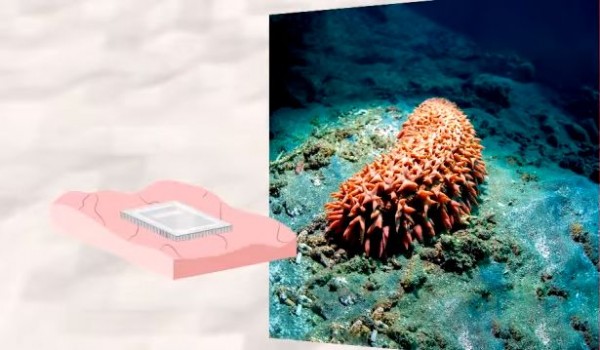 A flexibilidade do pepino-do-mar inspirou os cientistas a criarem chips que se adaptam melhor ao cérebro. (imagem: Reprodução)